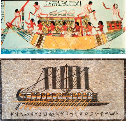 egyptian ship and phoenician galley